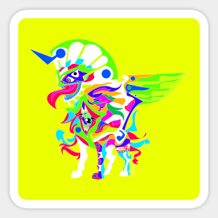 monster sphinx ecopop geometry colored kaiju art Sticker